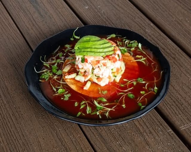 Shrimp Ceviche Tostada.